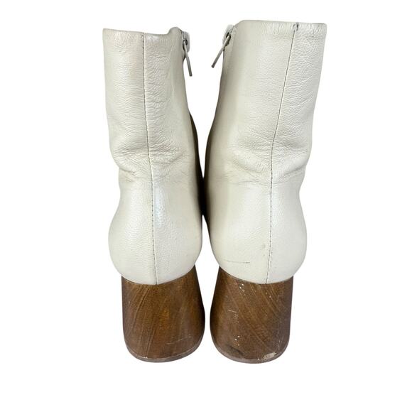 Huma Blanco Leather Ankle Boots White Block Heel Size 40 / US 9 Made in Peru - Picture 6 of 10